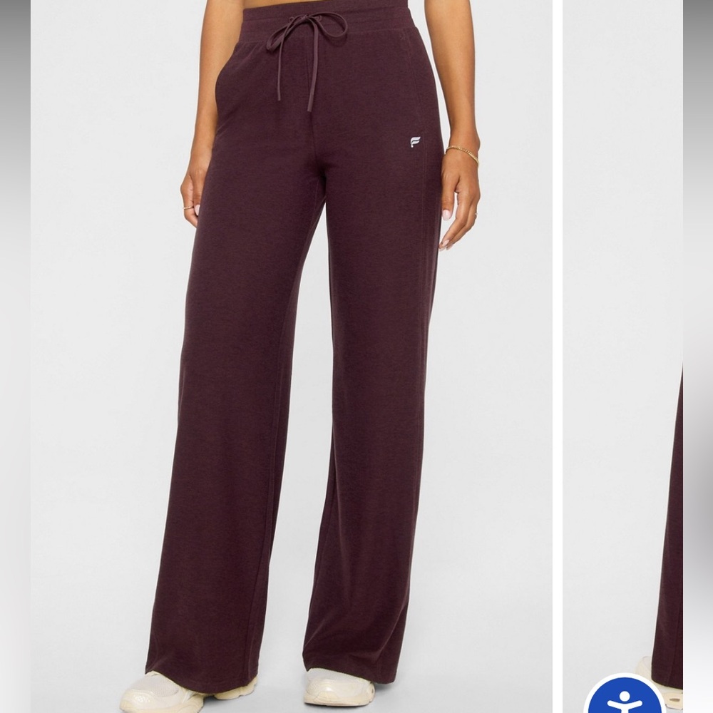 Fabletics Cloud Jersey Wide Leg Pant Oxblood Heather Maroon Burgundy size 2X Reg